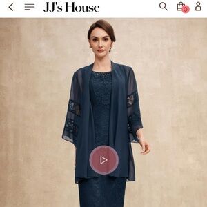 JJ House two piece navy mother of the bride wedding prom dress navy blue plus 4x